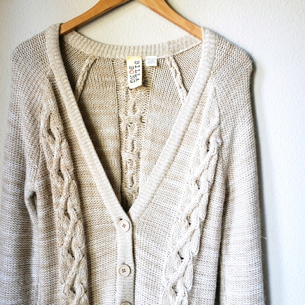 ❗SOLD❗Billabong Beige Knit Long Cardigan - Picture 1 of 8